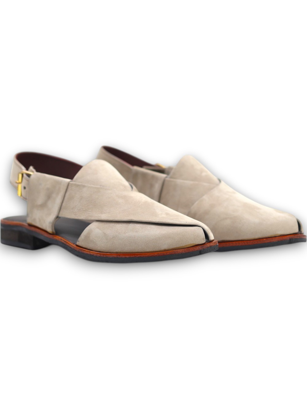 Beige Suede Peshawari Chappal - Image 2
