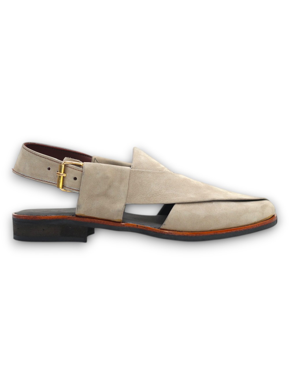 Beige Suede Peshawari Chappal - Image 3