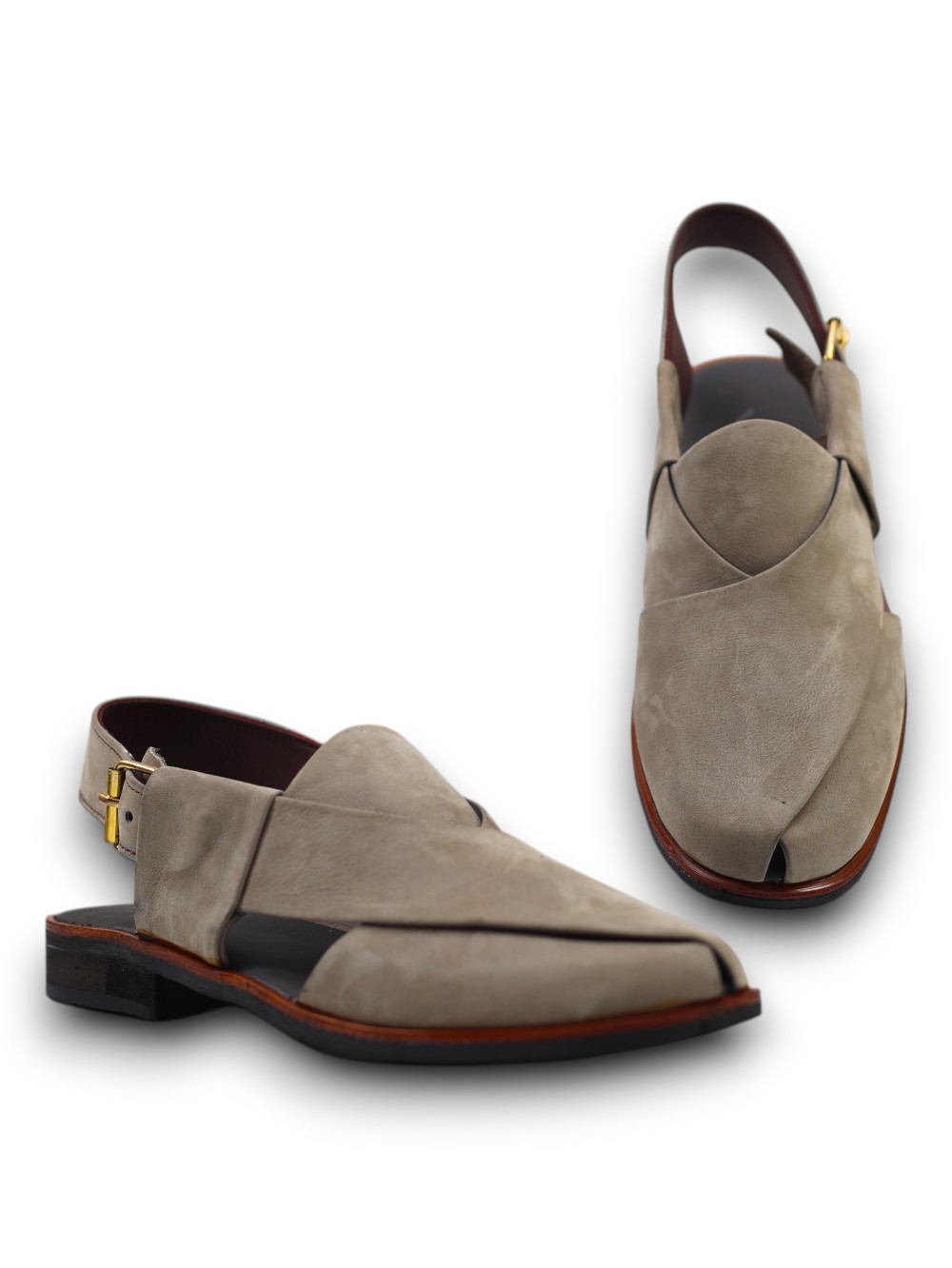 Beige Suede Peshawari Chappal - Image 4