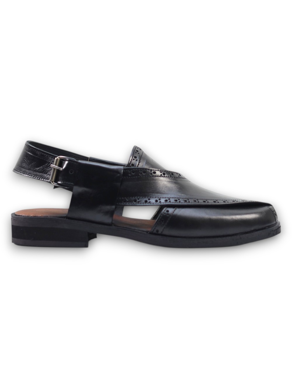 Black Brogue Peshawari Chappal - Image 3