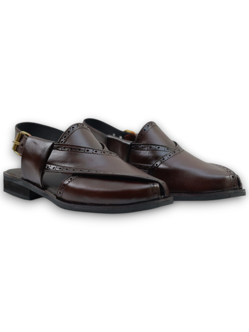 Dark Brown Brogue Sandals - Image 4