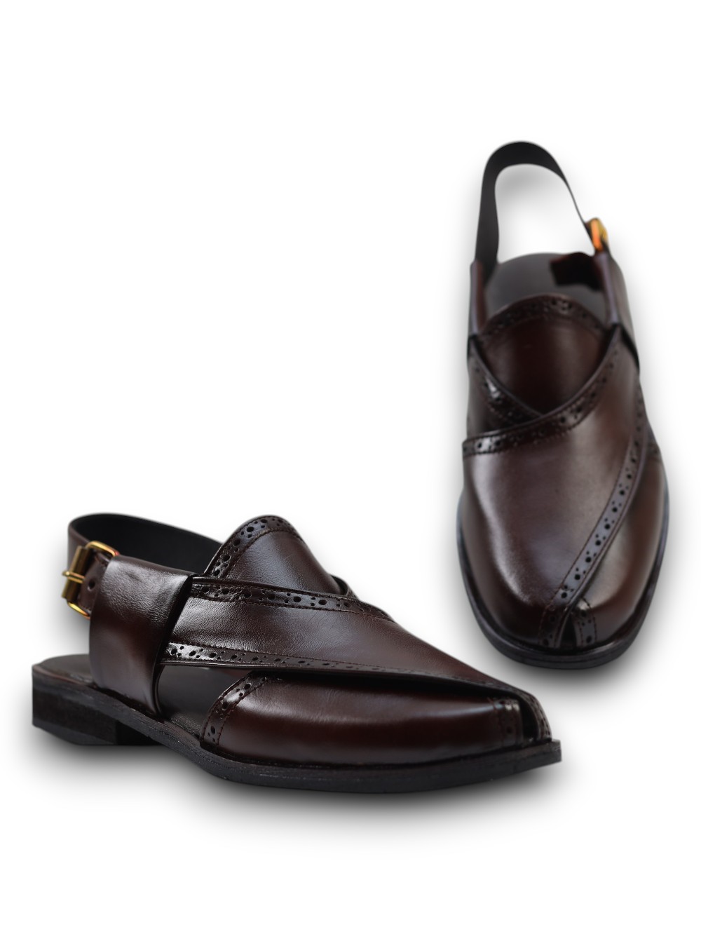Dark Brown Brogue Sandals - Image 3